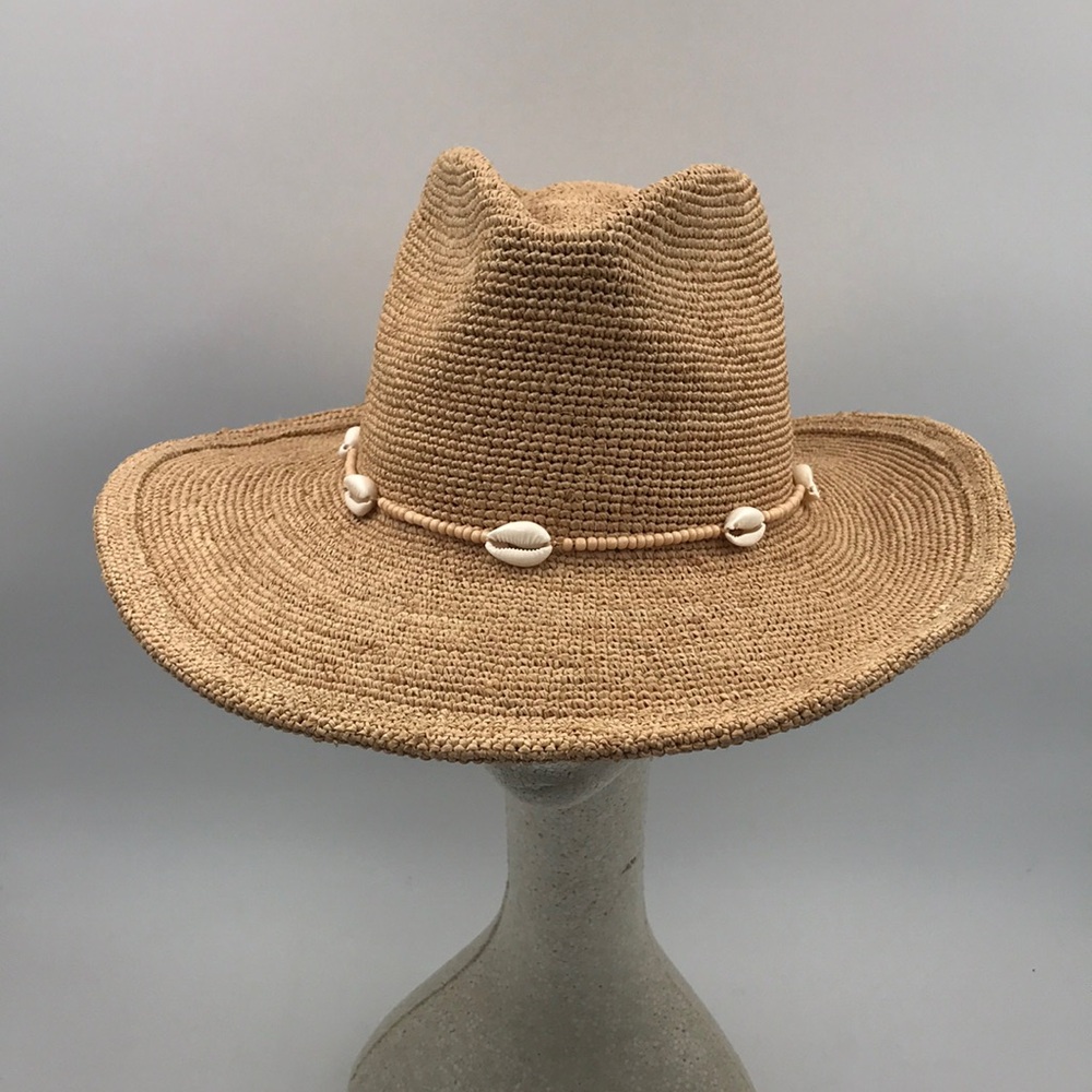 Wyeth Reed Shell Trim Band Raffia Rancher Hat - Picture 8 of 11